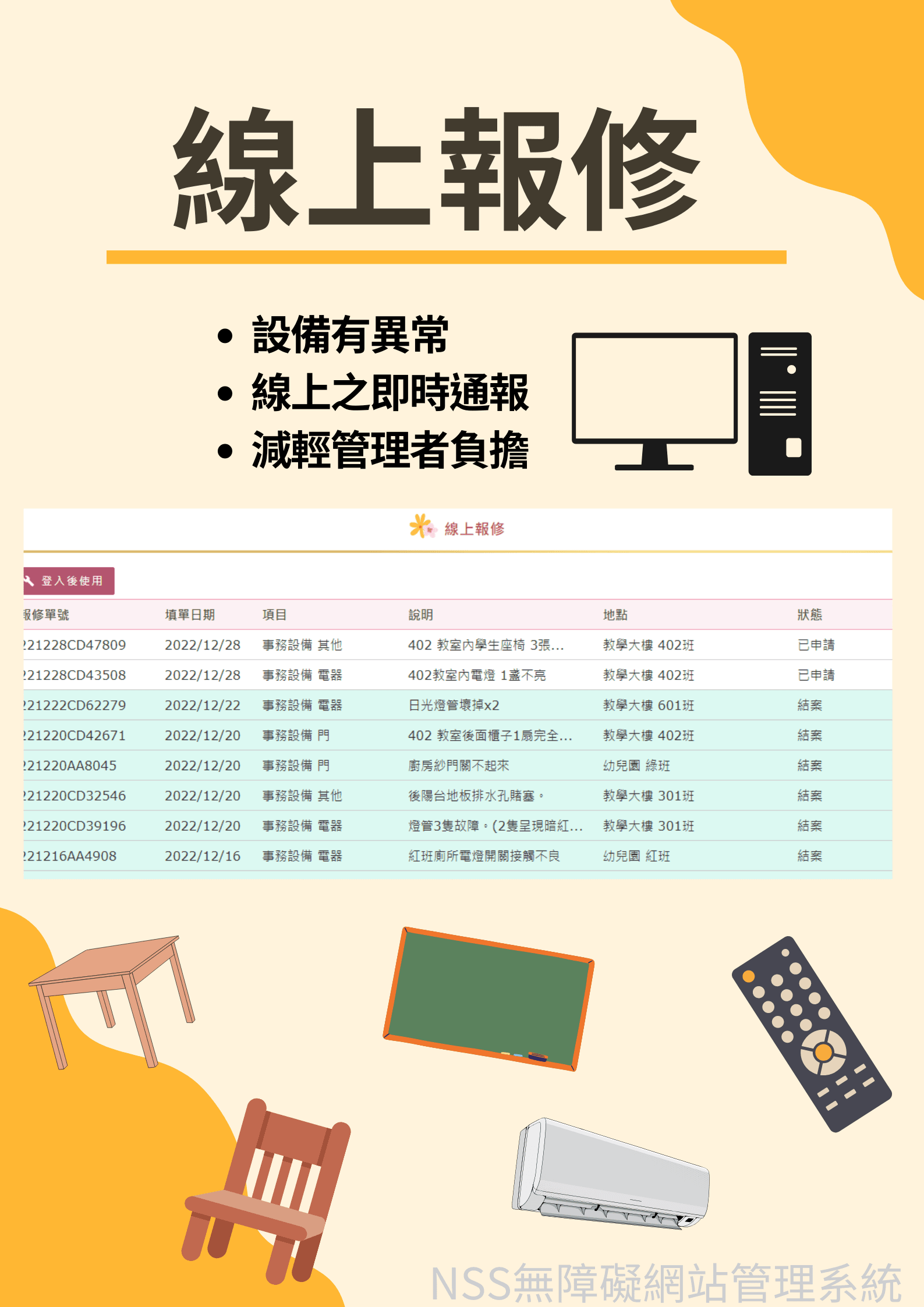 線上報修相關畫面