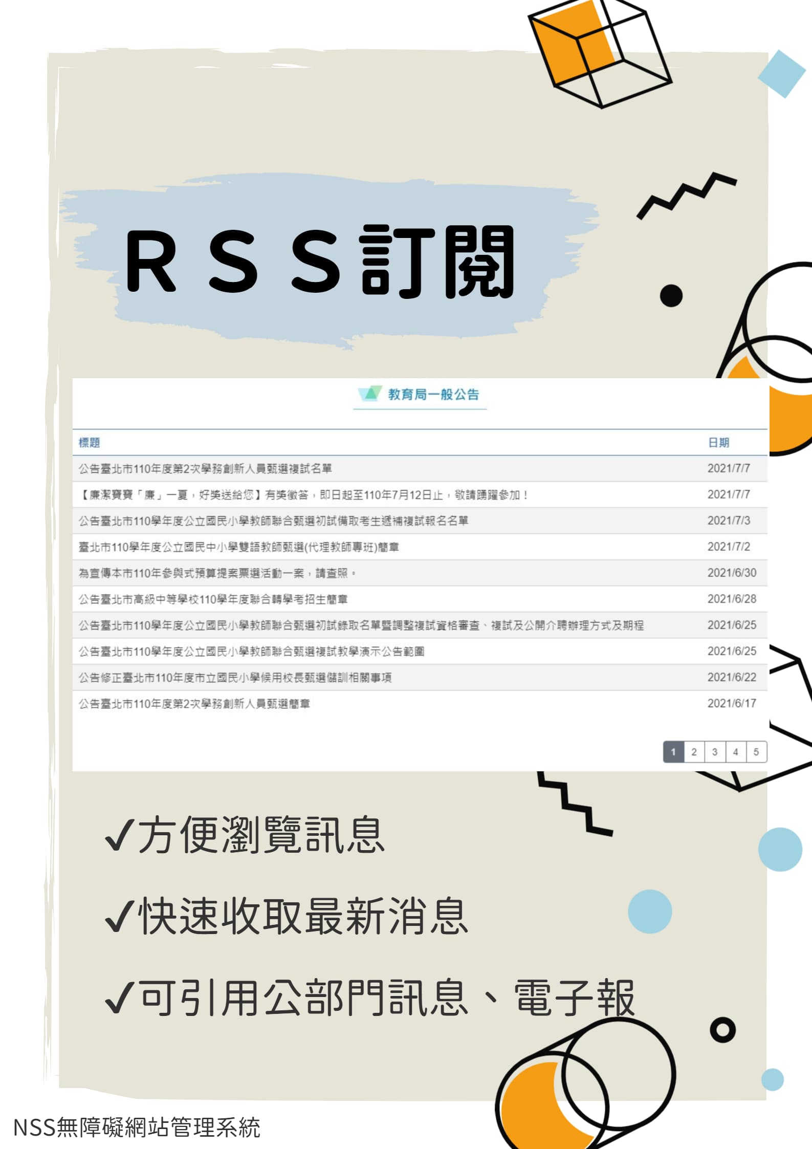 RSS訂閱相關畫面